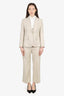 Max Mara Beige Linen Single Breasted Blazer With Trousers Set Size 2/4