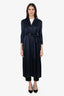 Galvan London Navy Silk Belted Coat Size S
