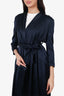 Galvan London Navy Silk Belted Coat Size S