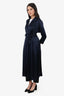 Galvan London Navy Silk Belted Coat Size S