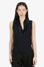 Pre-Loved Chanel™ 08A Black Silk CC Sleeveless Top With Shawl Collar Size 36