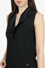 Pre-Loved Chanel™ 08A Black Silk CC Sleeveless Top With Shawl Collar Size 36