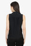 Pre-Loved Chanel™ 08A Black Silk CC Sleeveless Top With Shawl Collar Size 36