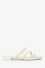 Pre-Loved Chanel™ White Leather Pearl CC Slides Size 38.5