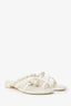 Pre-Loved Chanel™ White Leather Pearl CC Slides Size 38.5