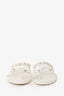 Pre-Loved Chanel™ White Leather Pearl CC Slides Size 38.5