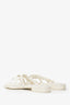 Pre-Loved Chanel™ White Leather Pearl CC Slides Size 38.5