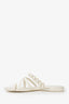 Pre-Loved Chanel™ White Leather Pearl CC Slides Size 38.5
