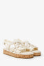 Pre-Loved Chanel™ Ivory Cord Leather Cork Flat Slingback Sandals Size 36