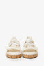 Pre-Loved Chanel™ Ivory Cord Leather Cork Flat Slingback Sandals Size 36