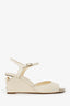 Pre-Loved Chanel™ Beige Lambskin Pearl CC Wedge Sandals Size 37