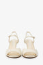 Pre-Loved Chanel™ Beige Lambskin Pearl CC Wedge Sandals Size 37
