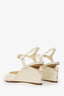Pre-Loved Chanel™ Beige Lambskin Pearl CC Wedge Sandals Size 37