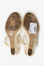 Pre-Loved Chanel™ Beige Lambskin Pearl CC Wedge Sandals Size 37