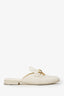 Pre-Loved Chanel™ 2020 White Leather Interlocking CC Logo Chain Mules Size 36