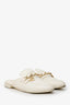 Pre-Loved Chanel™ 2020 White Leather Interlocking CC Logo Chain Mules Size 36
