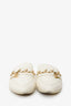 Pre-Loved Chanel™ 2020 White Leather Interlocking CC Logo Chain Mules Size 36