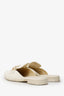 Pre-Loved Chanel™ 2020 White Leather Interlocking CC Logo Chain Mules Size 36