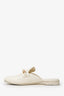 Pre-Loved Chanel™ 2020 White Leather Interlocking CC Logo Chain Mules Size 36