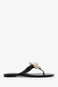 Pre-Loved Chanel™ Black Rubber CC Camellia Thong Flats Size 37