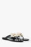 Pre-Loved Chanel™ Black Rubber CC Camellia Thong Flats Size 37