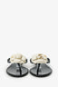 Pre-Loved Chanel™ Black Rubber CC Camellia Thong Flats Size 37
