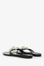 Pre-Loved Chanel™ Black Rubber CC Camellia Thong Flats Size 37