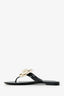 Pre-Loved Chanel™ Black Rubber CC Camellia Thong Flats Size 37