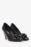 Pre-Loved Chanel™ Black Lambskin Leather Cap-Toe Camellia Pumps Size 36.5