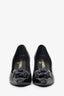 Pre-Loved Chanel™ Black Lambskin Leather Cap-Toe Camellia Pumps Size 36.5