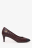 Pre-Loved Chanel™ Burgundy/Navy Blue Quilted and Leather Cap-Toe Pumps Size 36