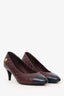 Pre-Loved Chanel™ Burgundy/Navy Blue Quilted and Leather Cap-Toe Pumps Size 36