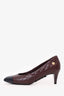 Pre-Loved Chanel™ Burgundy/Navy Blue Quilted and Leather Cap-Toe Pumps Size 36