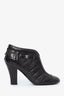 Pre-Loved Chanel™ Black Quilted Lambskin CC Turn Lock Ankle Boots Size 37.5