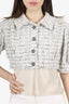 Pre-Loved Chanel™ 2022 White/Pink Tweed Cropped Jacket Size 38