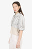 Pre-Loved Chanel™ 2022 White/Pink Tweed Cropped Jacket Size 38