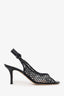 Gianvito Rossi Black Mesh/Leather Slingback Heels
