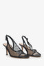 Gianvito Rossi Black Mesh/Leather Slingback Heels