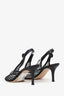 Gianvito Rossi Black Mesh/Leather Slingback Heels