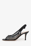 Gianvito Rossi Black Mesh/Leather Slingback Heels