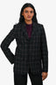 Zadig & Voltaire Black/Pink Plaid 'Dark Academia' Single Breasted Blazer Size 34