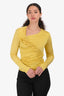 Givenchy Yellow Satin Ruffled Asymmetrical Long Sleeve Top Size 40