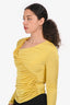 Givenchy Yellow Satin Ruffled Asymmetrical Long Sleeve Top Size 40
