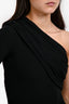 Alexander McQueen 2023 Black Draped Asymmetrical One Shoulder Bodysuit Size 40