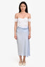 Beaufille Light Blue Satin 'Vela' Midi Skirt Size XS