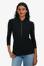 Burberry Brit Black Cotton Puff Shoulder Polo Long Sleeve Top Size S
