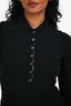 Burberry Brit Black Cotton Puff Shoulder Polo Long Sleeve Top Size S