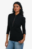 Burberry Brit Black Cotton Puff Shoulder Polo Long Sleeve Top Size S