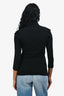 Burberry Brit Black Cotton Puff Shoulder Polo Long Sleeve Top Size S