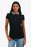Burberry Brit Black Cotton Cap Sleeve Check Polo Short Sleeve Top Size S